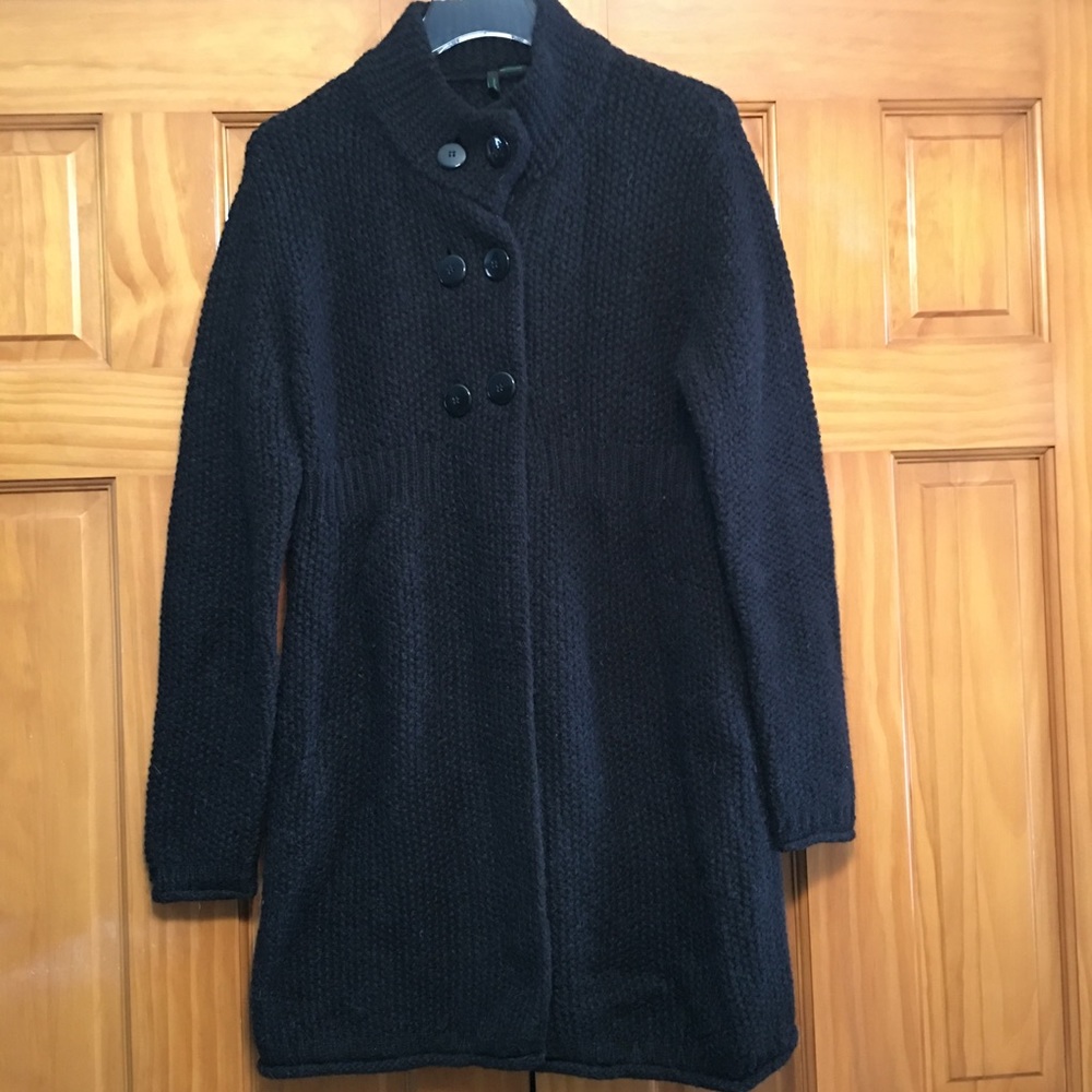 Stile Benetton Black Wool Sweatercoat